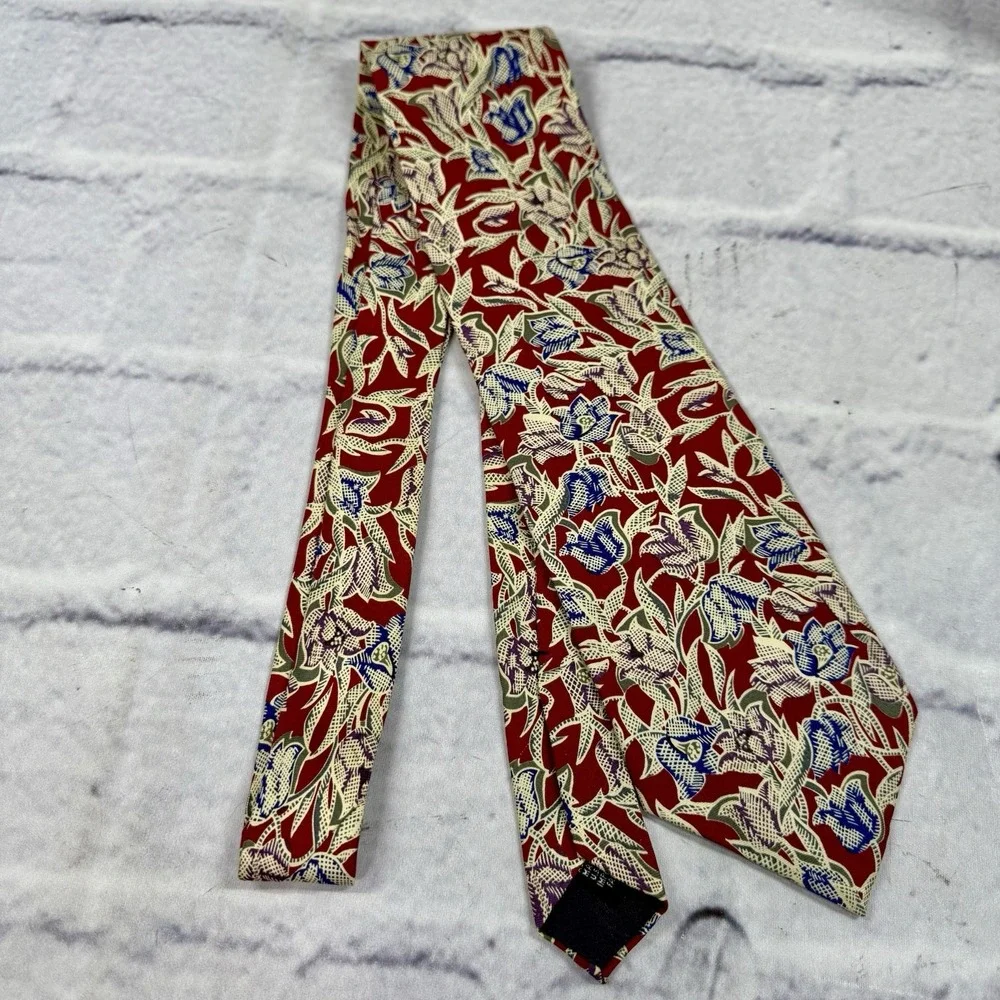 Vintage Christian Dior Monsieur Men's Silk Tie Floral Made‎ in USA 56